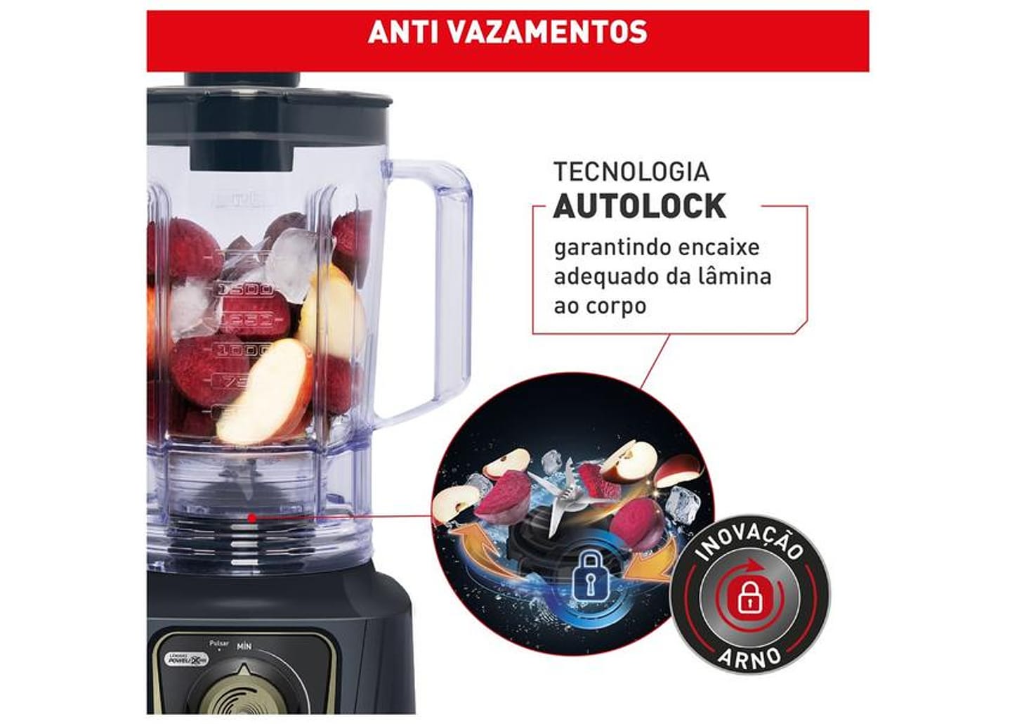 Liquidificador Arno Power Max LN82 2200W Cinza 2720018842