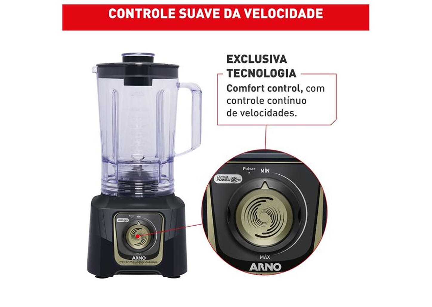 Liquidificador Arno Power Max LN82 2200W Cinza 2720018842