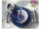 Aparelho de Jantar e Chá 20 Peças Cerâmica Brasilia Redondo Branco e Azul Cobalto Atual