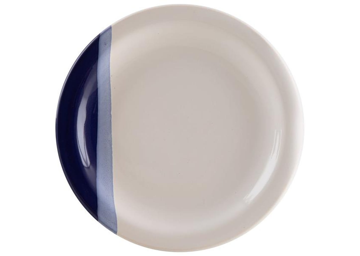 Aparelho de Jantar e Chá 20 Peças Cerâmica Brasilia Redondo Branco e Azul Cobalto Atual