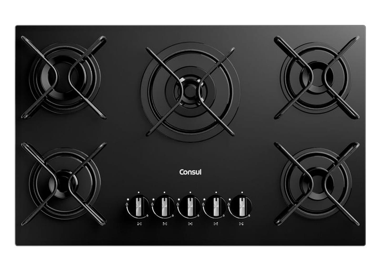 Cooktop 5 Bocas a Gás GLP Consul Preto CDS75AE