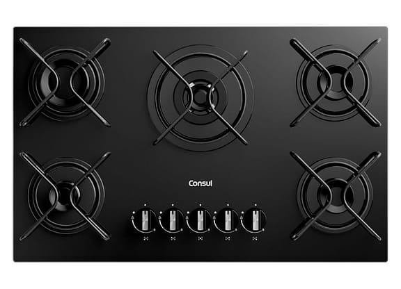 Cooktop 5 Bocas a Gás GLP Consul Preto CDS75AE