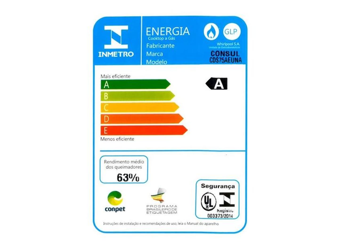 Cooktop 5 Bocas a Gás GLP Consul Preto CDS75AE