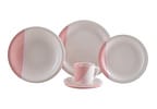 Aparelho de Jantar e Chá 20 Peças Cerâmica Brasilia Redondo Branco e Rosa Atual