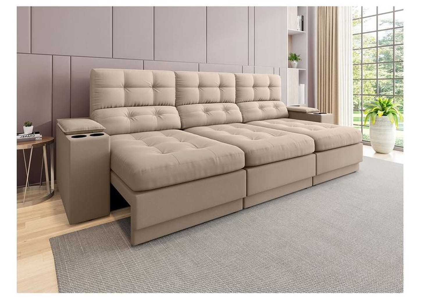 Sofá 4 Lugares Retrátil Reclinável Velosuede Neon Next Sofás