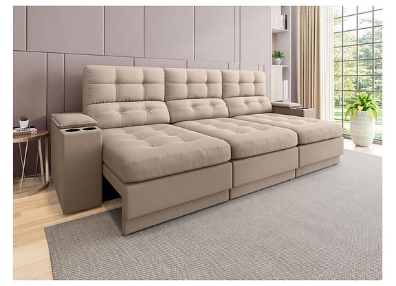 Sofá 4 Lugares Retrátil Reclinável Velosuede Neon Next Sofás