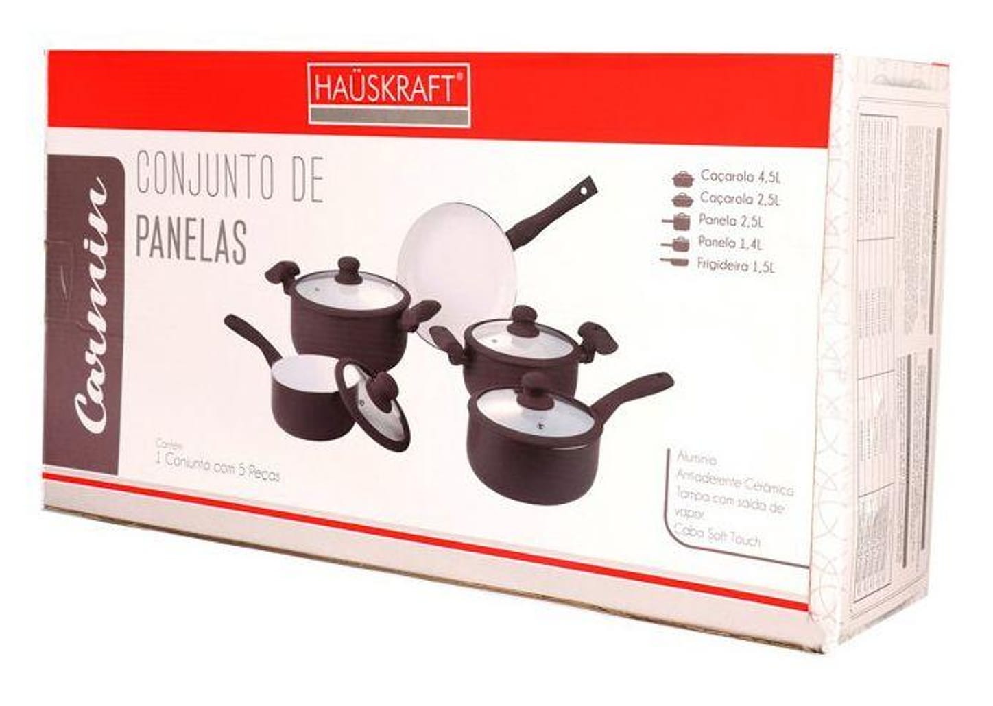 Jogo de Panelas Hauskraft Antiaderente de Alumínio Marrom 5 Peças Carmin