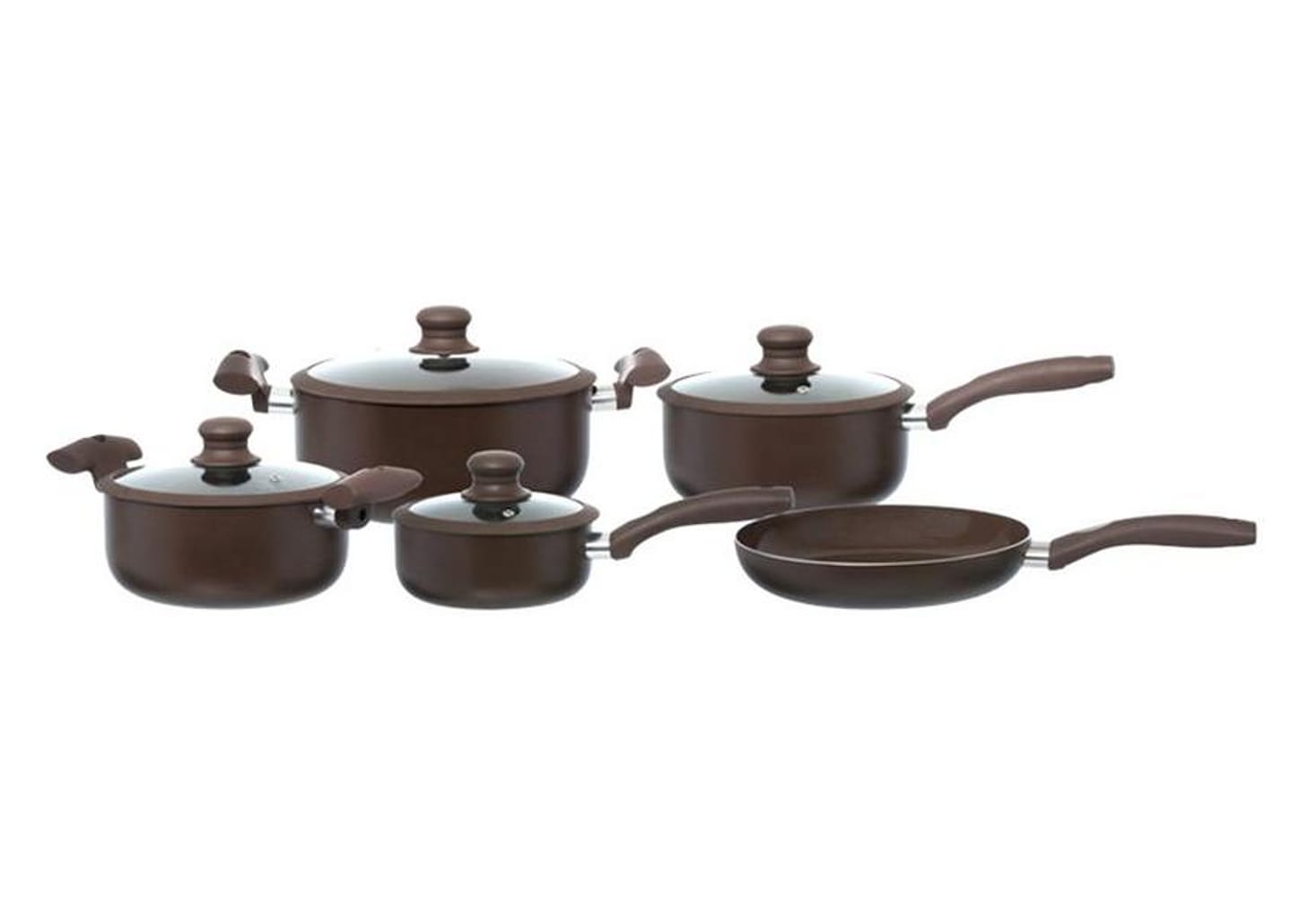 Jogo de Panelas Hauskraft Antiaderente de Alumínio Marrom 5 Peças Carmin
