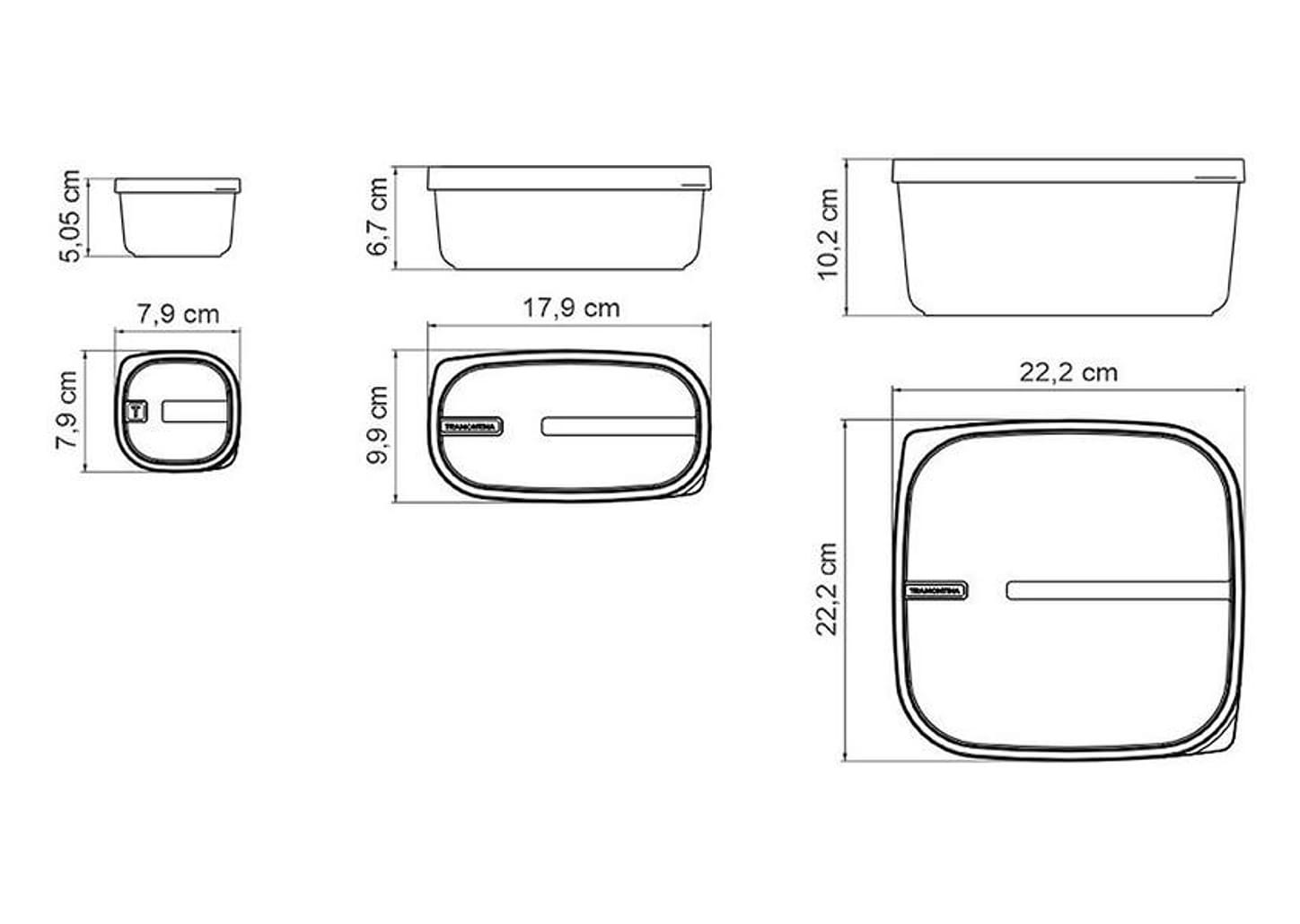 Jogo de Potes Herméticos Tramontina com Tampa MixColor 7 Peças