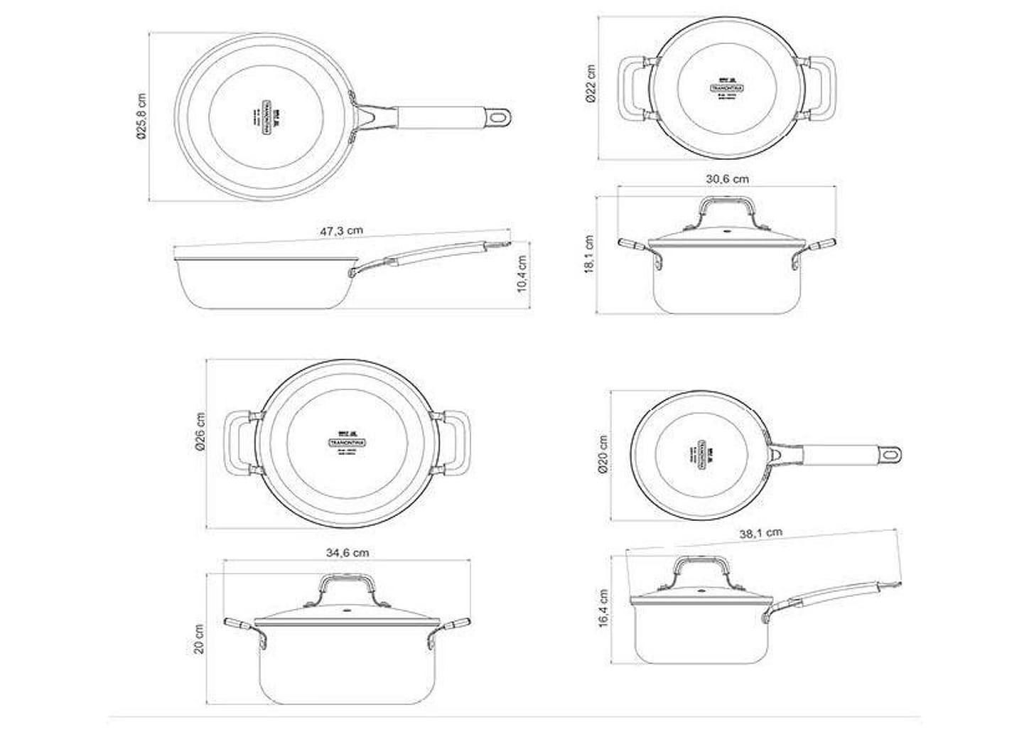Jogo de Panelas Tramontina Revestimento Cerâmico Marfim e Inox 4 Peças Romagna