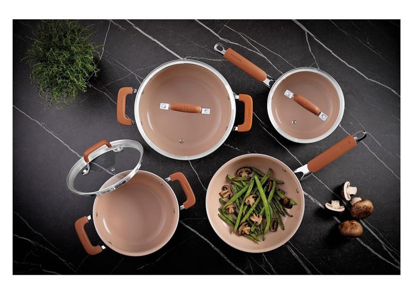 Jogo de Panelas Tramontina Revestimento Cerâmico Marfim e Inox 4 Peças Romagna