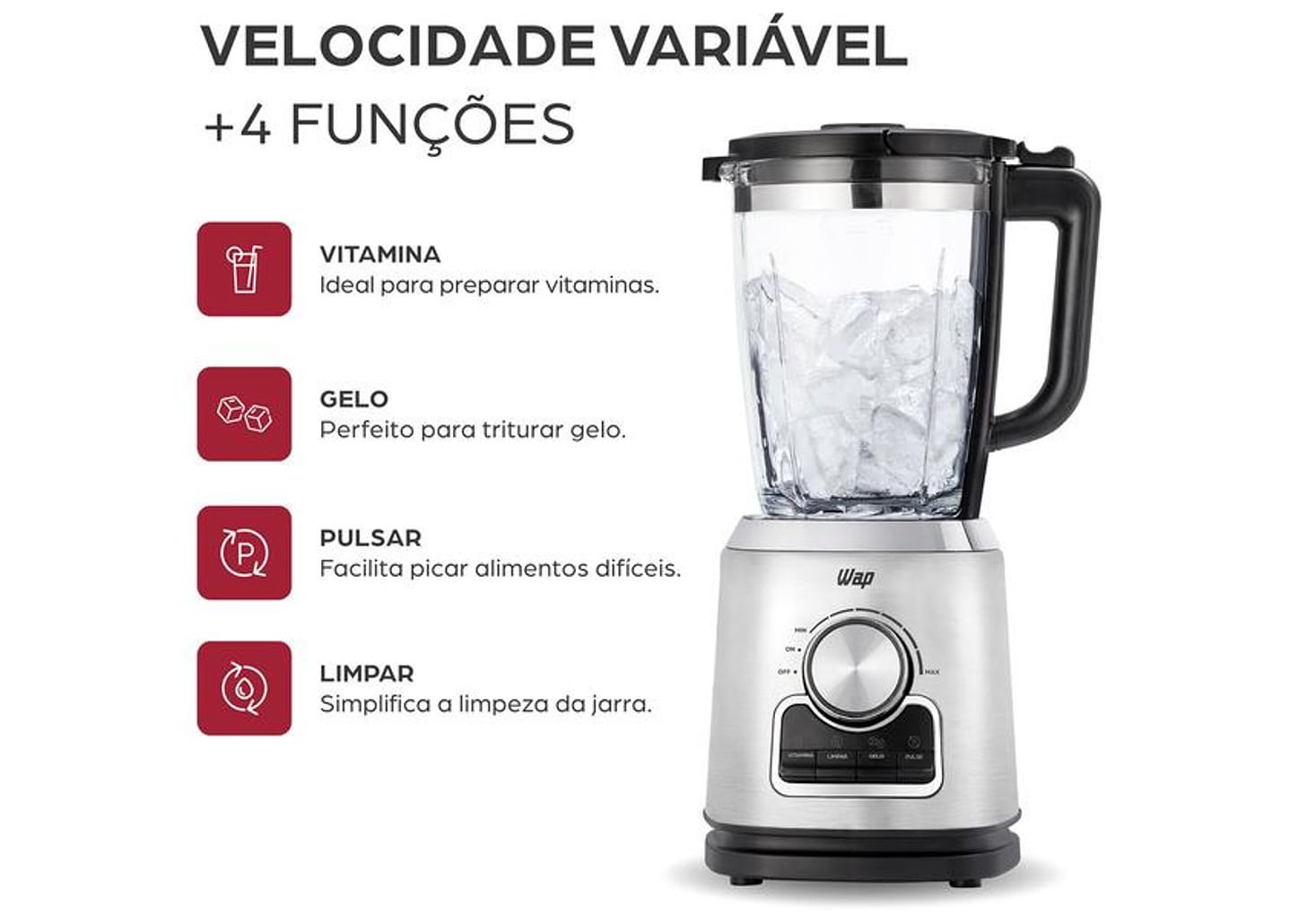 Liquidificador Wap Prosdócimo WB2000 Preto e Cinza 2L FW010340