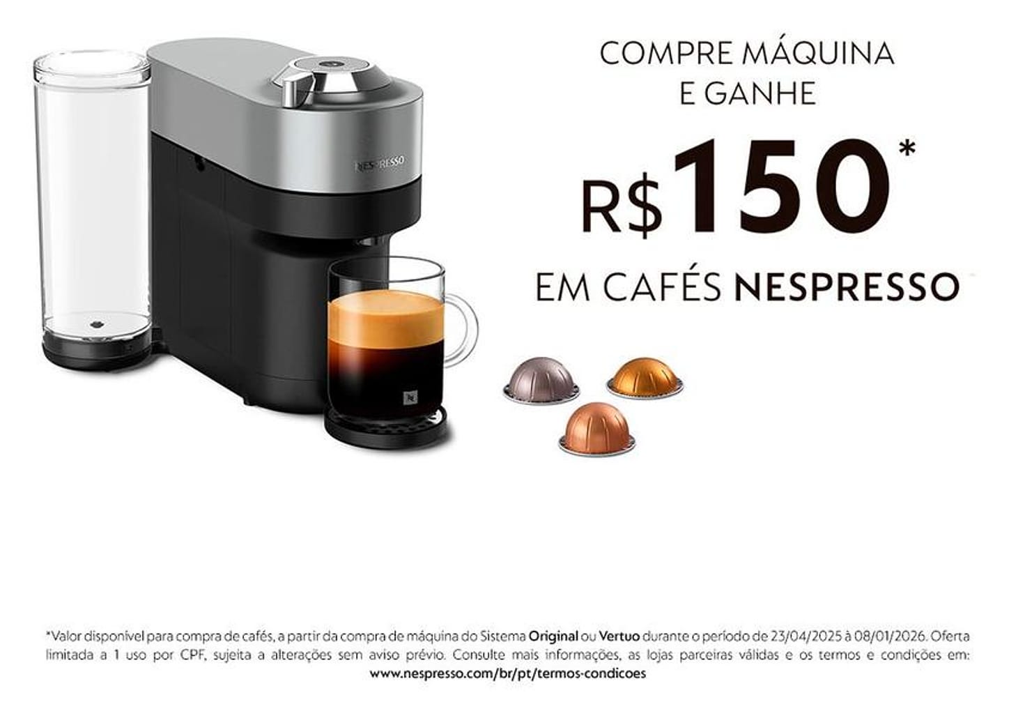 Cafeteira Nespresso Vertuo POP+ GCV6BR Titânio GCV6-BR-TI-NE