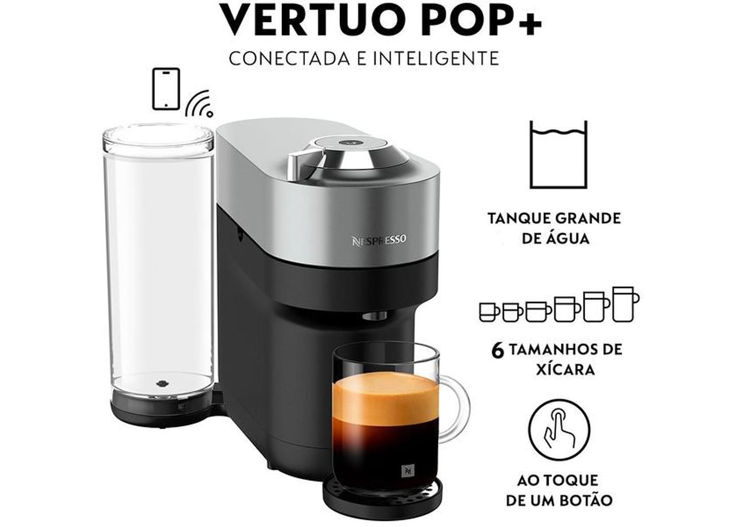 Cafeteira Nespresso Vertuo POP+ GCV6BR Titânio GCV6-BR-TI-NE