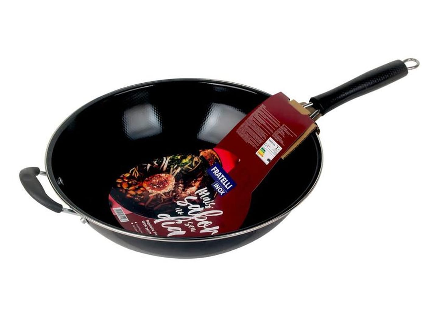 Panela Wok Antiaderente Fratelli Inox Profissional Preta 34cm