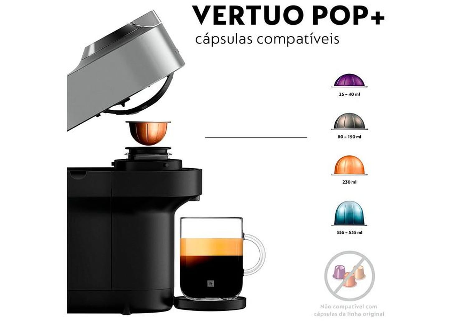 Cafeteira Nespresso Premium Vertuo Pop+ Titânio