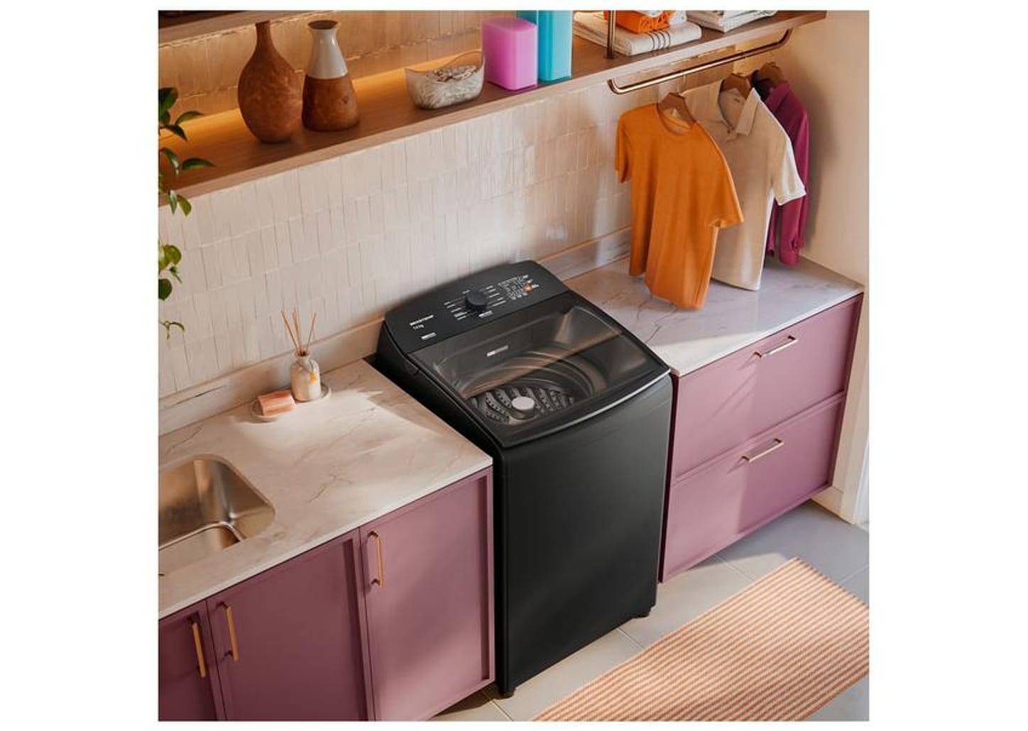 Lavadora de Roupas Brastemp 14kg Cesto Inox 12 Programas de Lavagem Cinza Platinum BWJ14A9