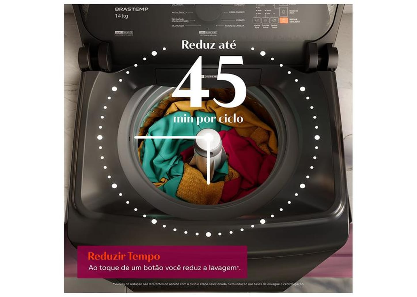 Lavadora de Roupas Brastemp 14kg Cesto Inox 12 Programas de Lavagem Cinza Platinum BWJ14A9