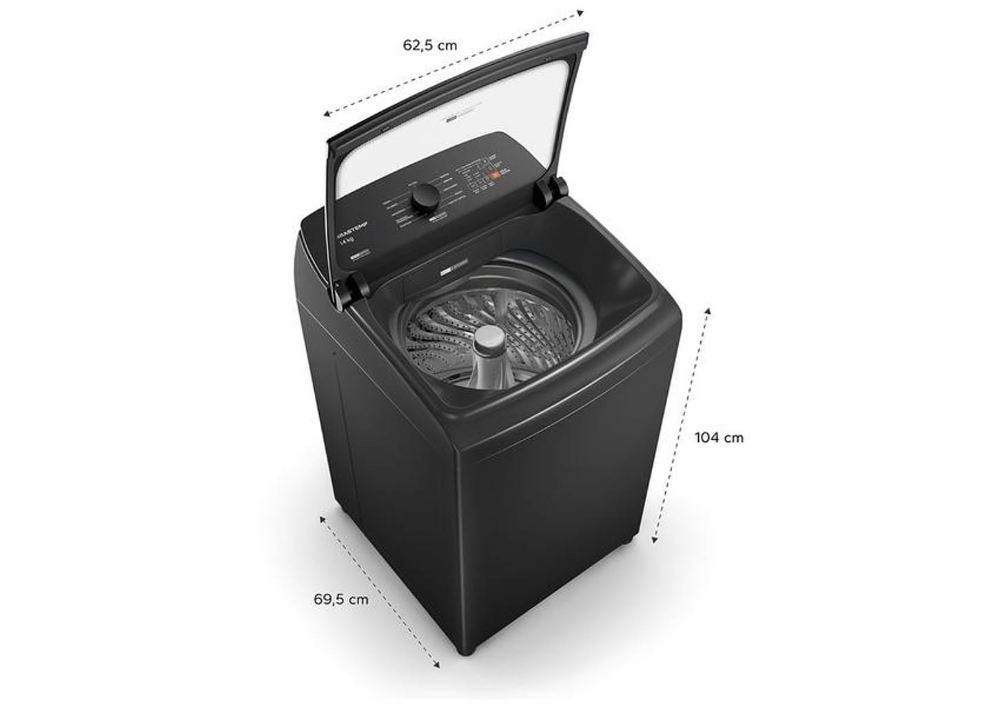 Lavadora de Roupas Brastemp 14kg Cesto Inox 12 Programas de Lavagem Cinza Platinum BWJ14A9