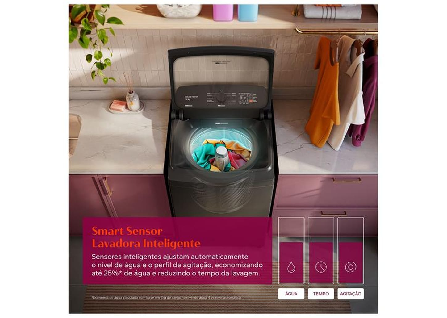 Lavadora de Roupas Brastemp 14kg Cesto Inox 12 Programas de Lavagem Cinza Platinum BWJ14A9