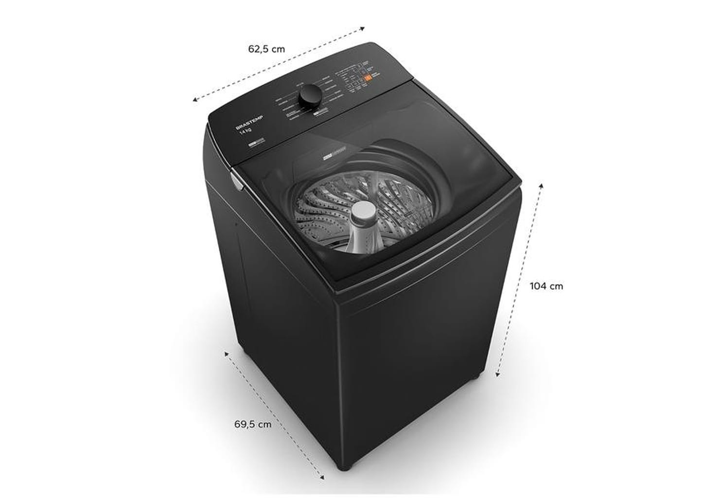 Lavadora de Roupas Brastemp 14kg Cesto Inox 12 Programas de Lavagem Cinza Platinum BWJ14A9