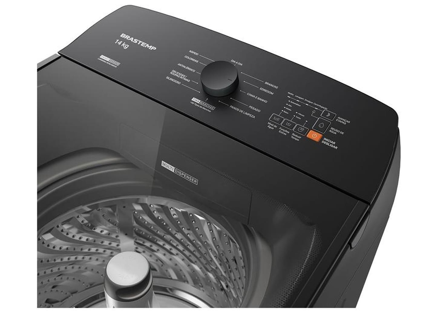Lavadora de Roupas Brastemp 14kg Cesto Inox 12 Programas de Lavagem Cinza Platinum BWJ14A9