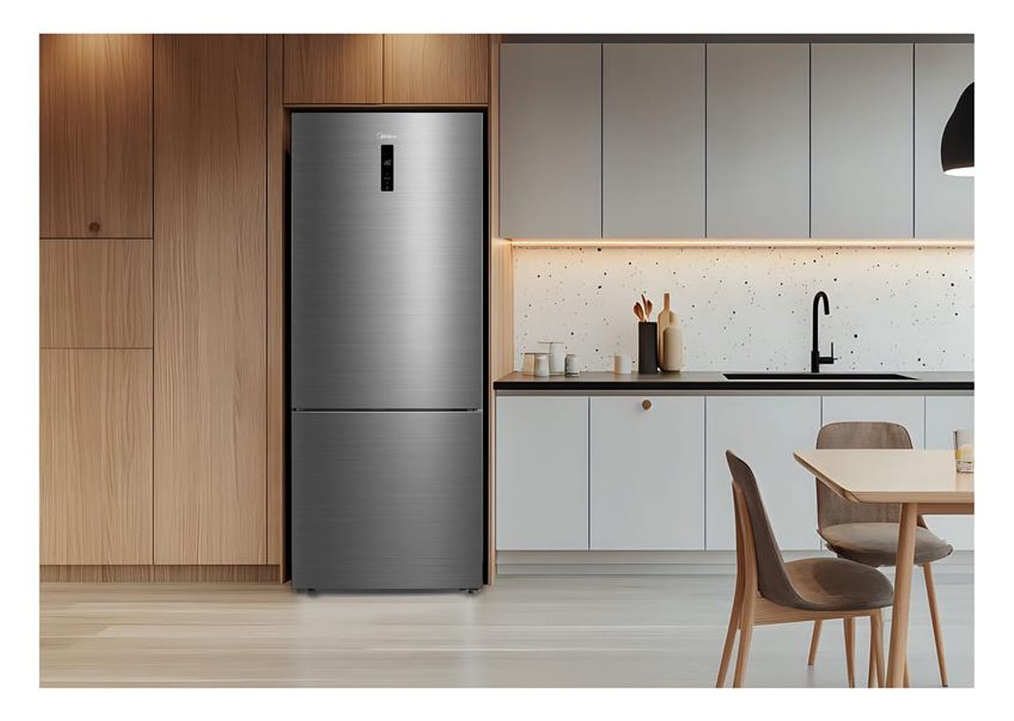 Geladeira/Refrigerador Midea Frost Free Inverse Inox 416L MDRB593FGD463 Bivolt