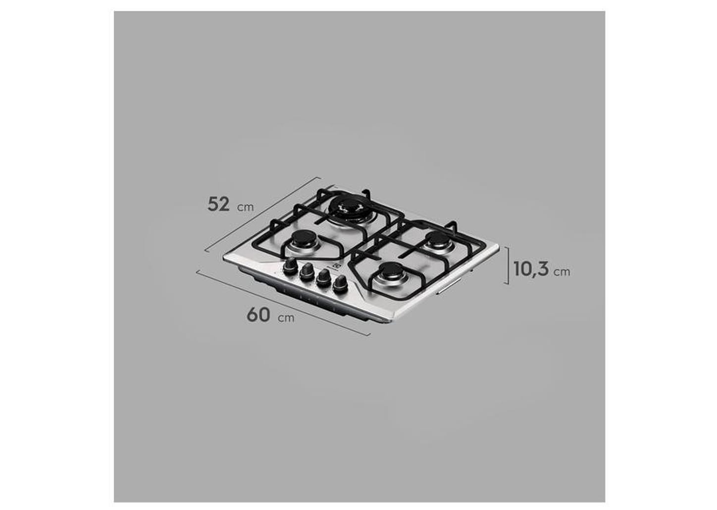 Cooktop 4 Bocas a Gás GLP Electrolux Inox KE4XC