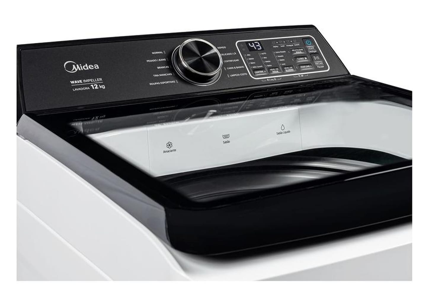 Lavadora de Roupas Midea 12kg 10 Programas de Lavagem Branco Wave Impeller MAV04W120/WKBR04