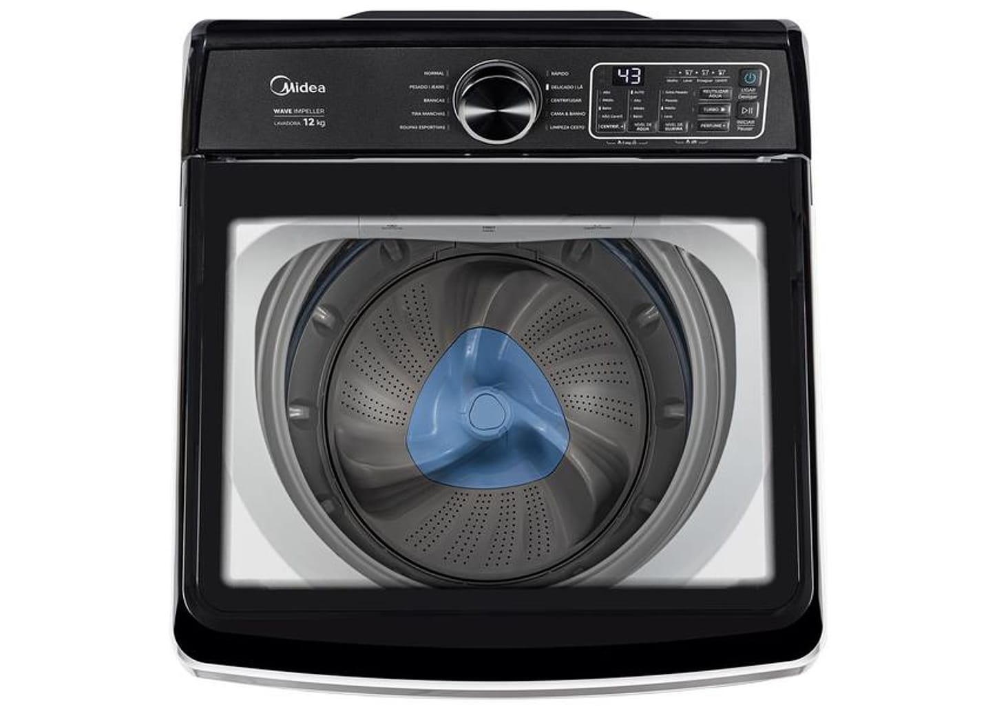Lavadora de Roupas Midea 12kg 10 Programas de Lavagem Branco Wave Impeller MAV04W120/WKBR04
