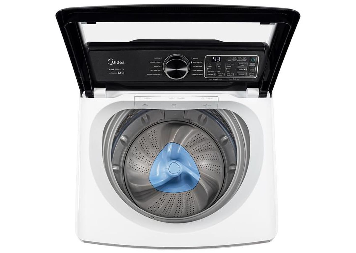 Lavadora de Roupas Midea 12kg 10 Programas de Lavagem Branco Wave Impeller MAV04W120/WKBR04