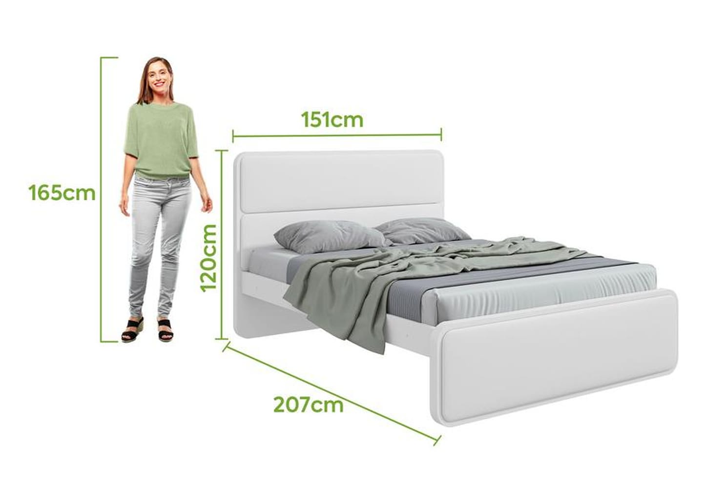Cama de Casal Móveis Lopas Loop Branca