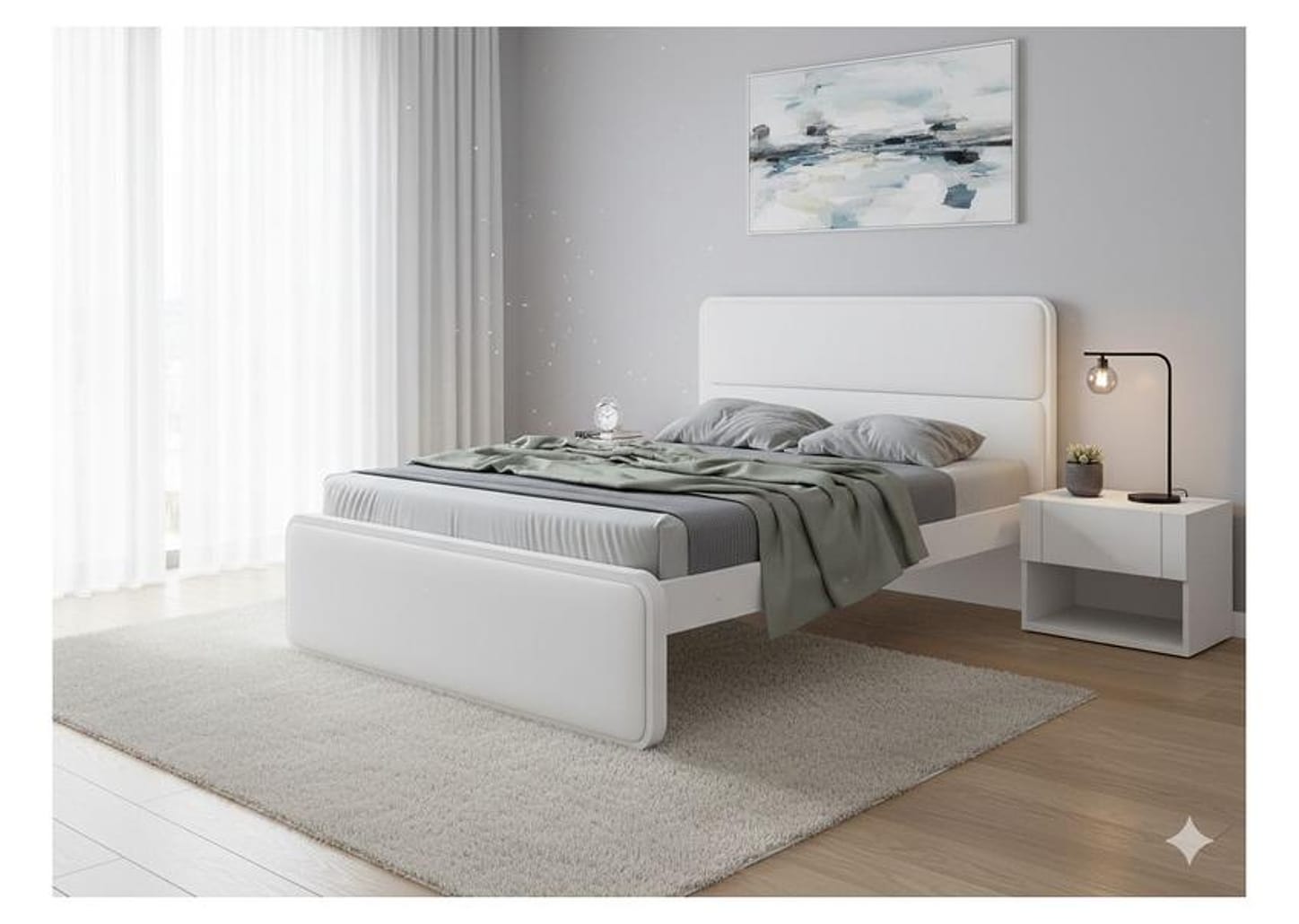 Cama de Casal Móveis Lopas Loop Branca