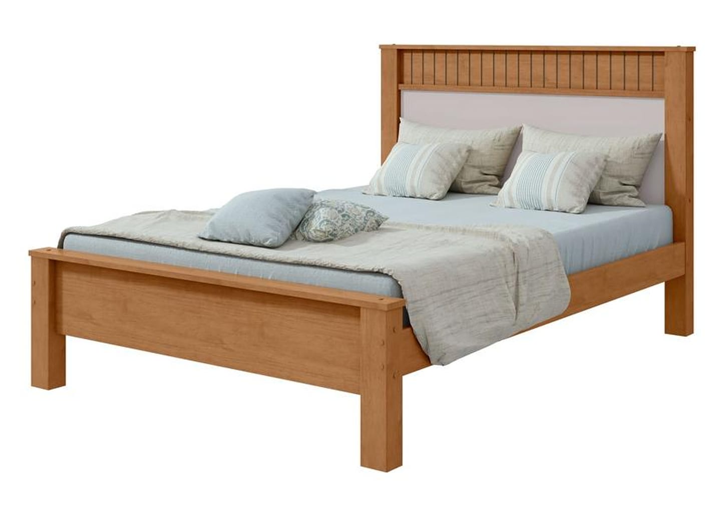 Cama Casal Móveis Lopas Athenas Amêndoa Clean e Off White