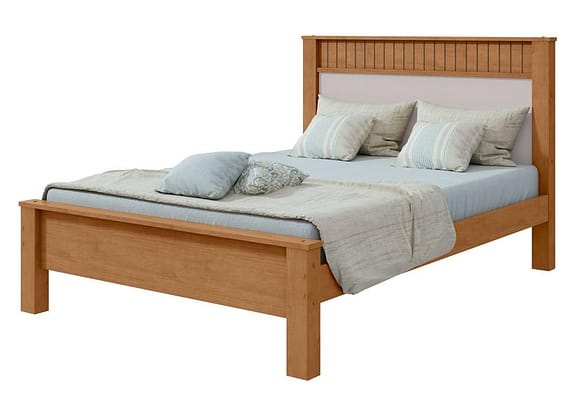 Cama Casal Móveis Lopas Athenas Amêndoa Clean e Off White