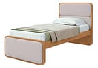 Cama de Solteiro Móveis Lopas Loop Amêndoa Clean e Bege