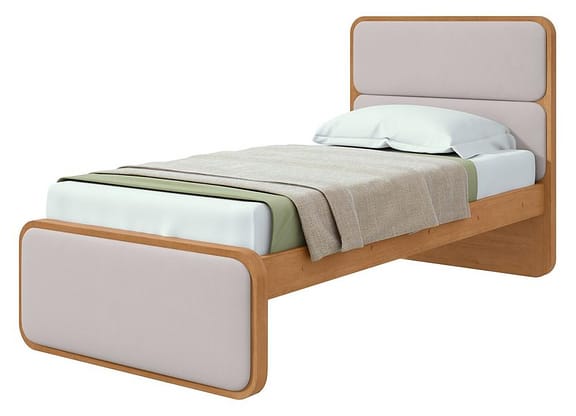Cama de Solteiro Móveis Lopas Loop Amêndoa Clean e Bege