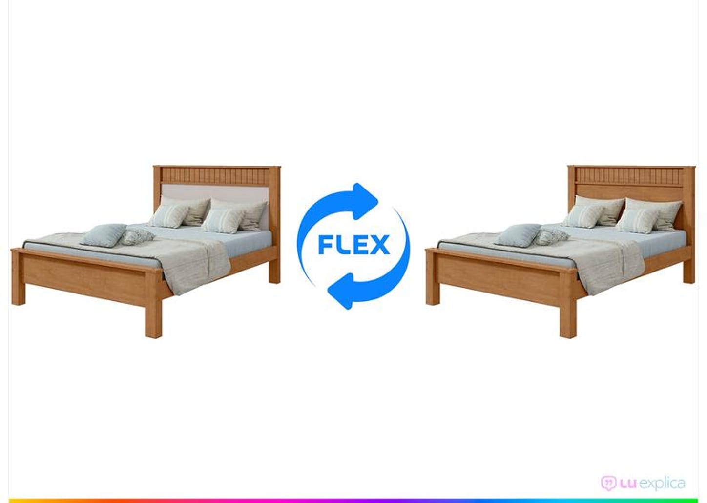 Cama Casal Móveis Lopas Athenas Amêndoa Clean e Off White