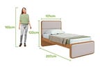 Cama de Solteiro Móveis Lopas Loop Amêndoa Clean e Bege