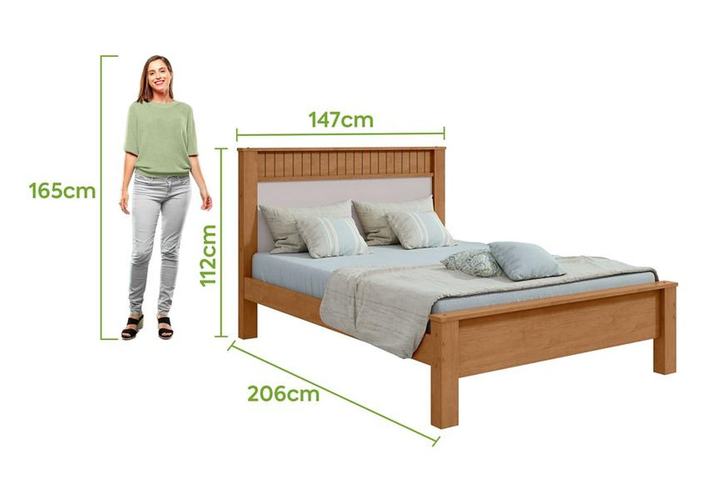 Cama Casal Móveis Lopas Athenas Amêndoa Clean e Off White
