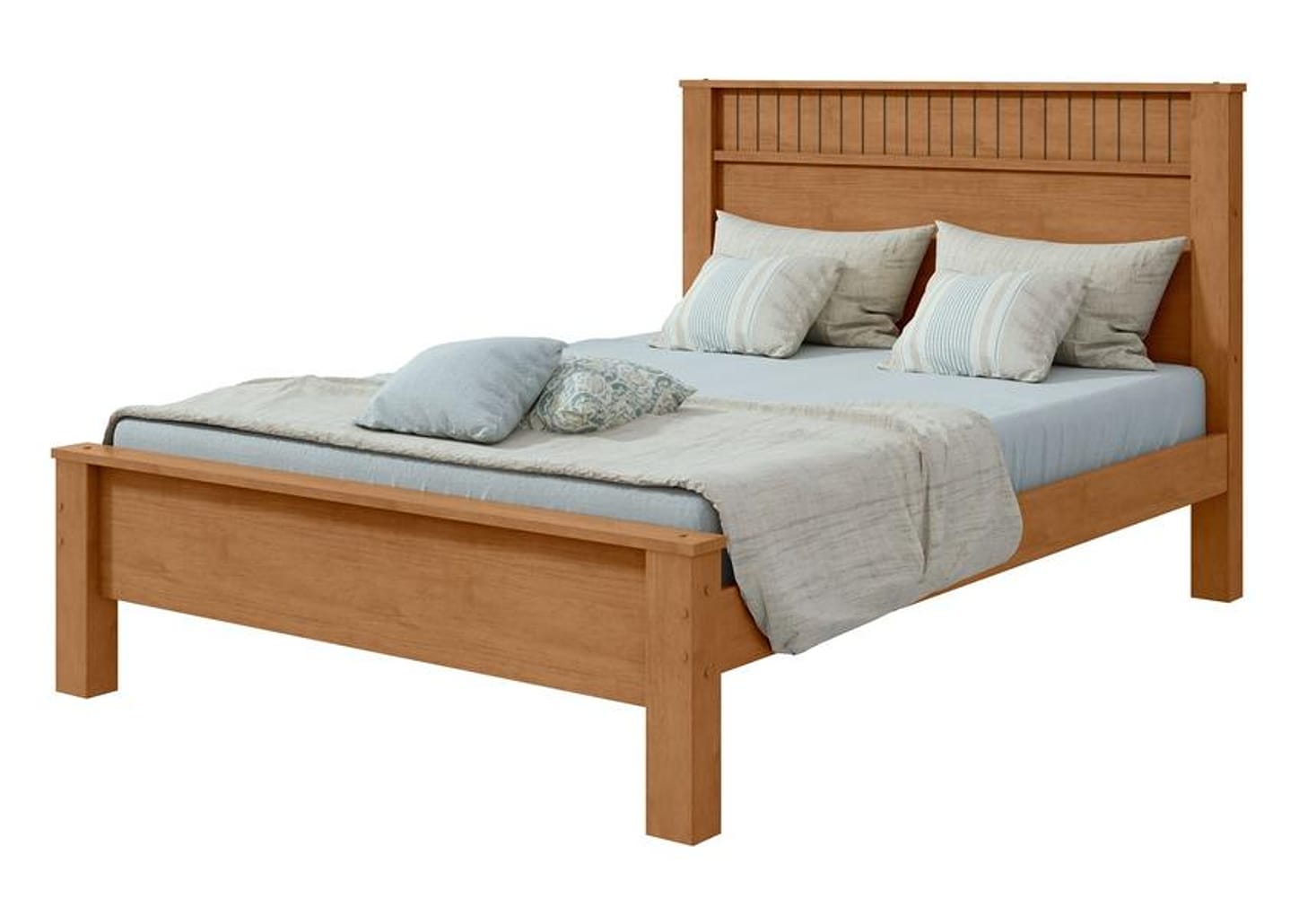 Cama Casal Móveis Lopas Athenas Amêndoa Clean e Off White
