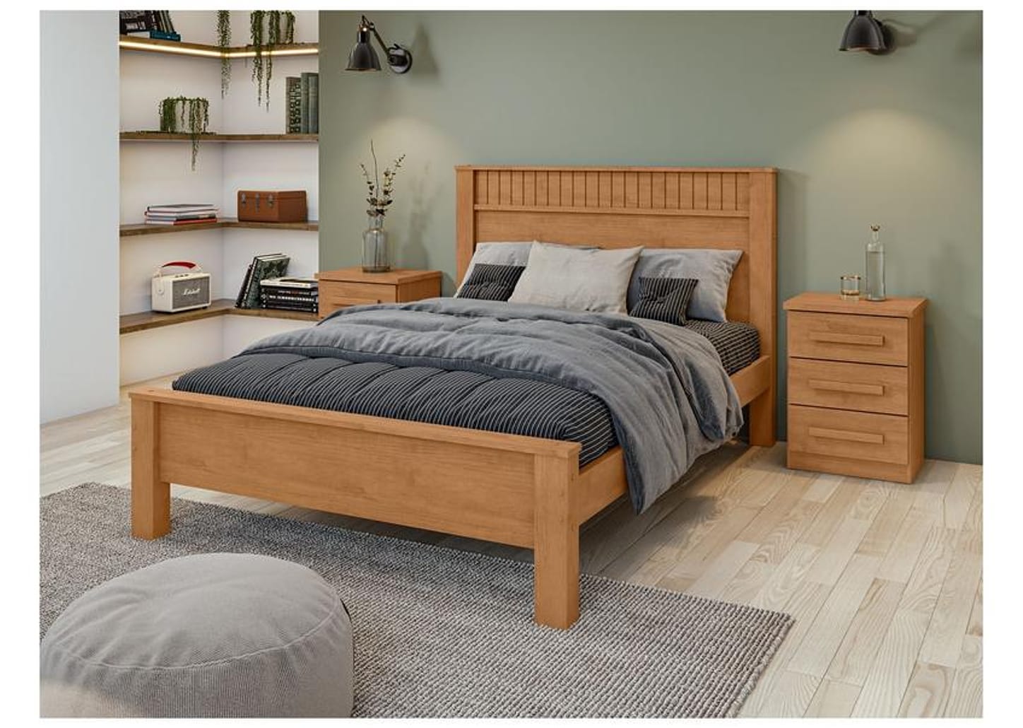 Cama Casal Móveis Lopas Athenas Amêndoa Clean e Off White
