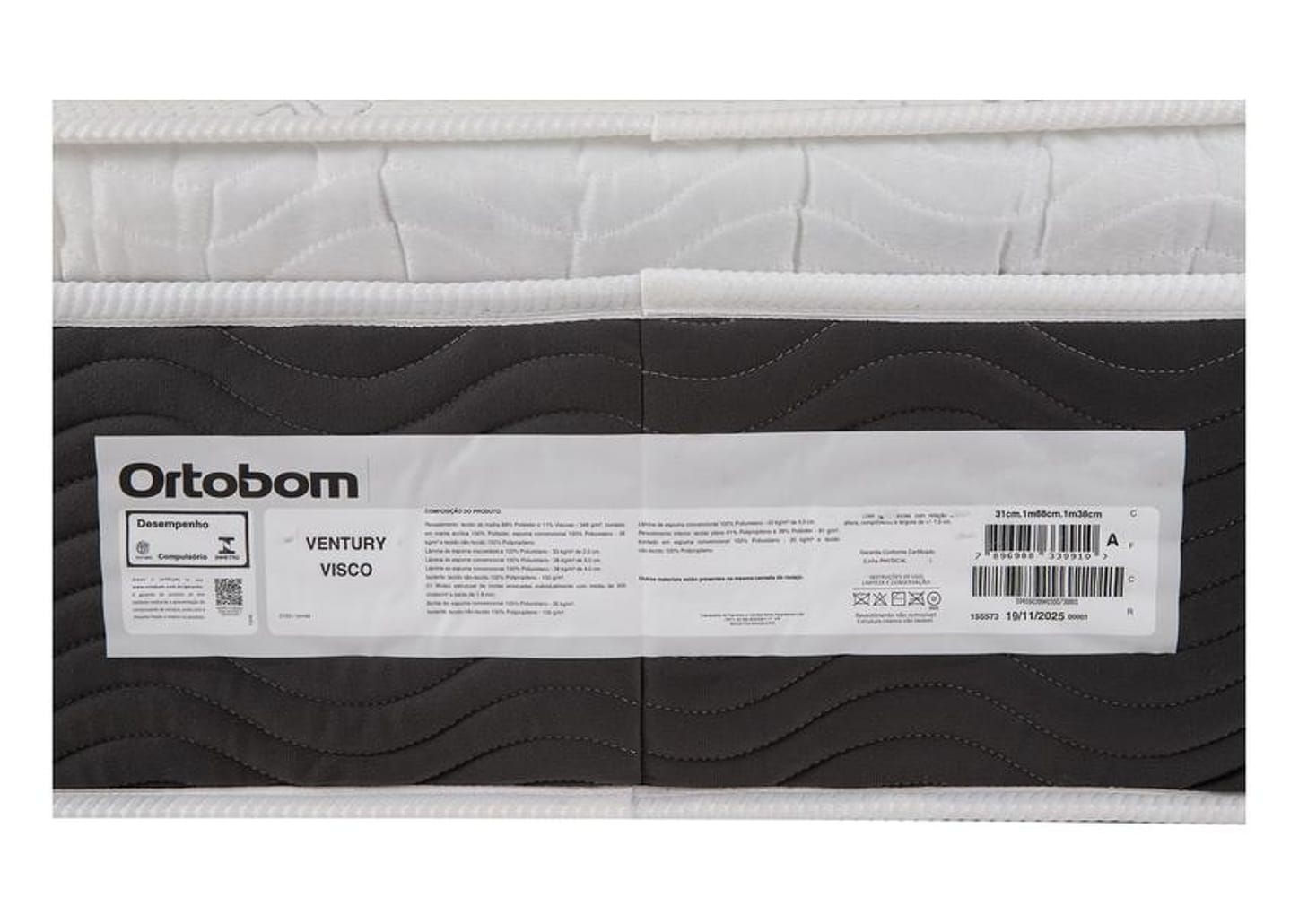 Colchão Casal Ortobom de Molas Ensacadas 31x138x188cm Ventury Visco
