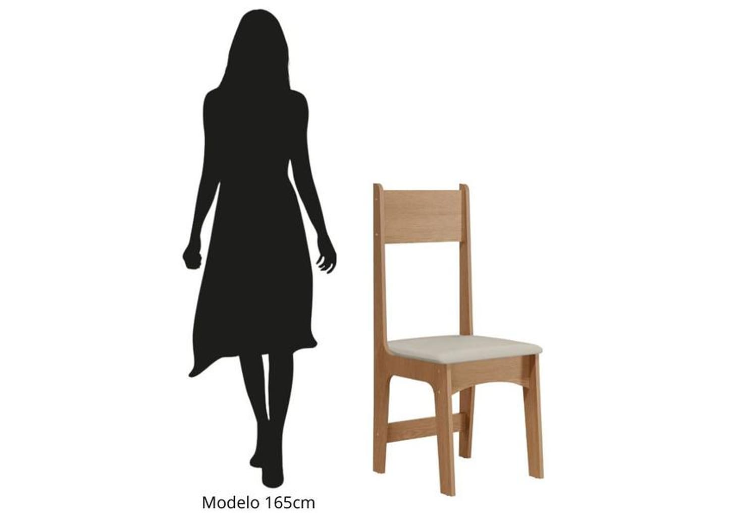 Mesa de Jantar 4 Cadeiras Retangular Mel e Off White Sonetto Móveis Amanda