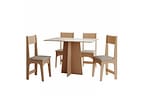 Mesa de Jantar 4 Cadeiras Retangular Mel e Off White Sonetto Móveis Amanda