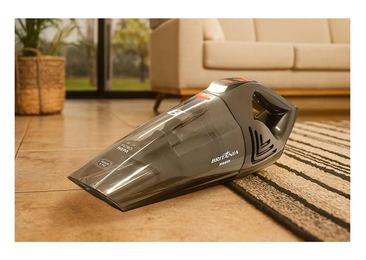 Aspirador de Pó e Água Portátil Britânia sem Fio a Bateria com Filtro HEPA 60W BASE01 Cinza 64903078