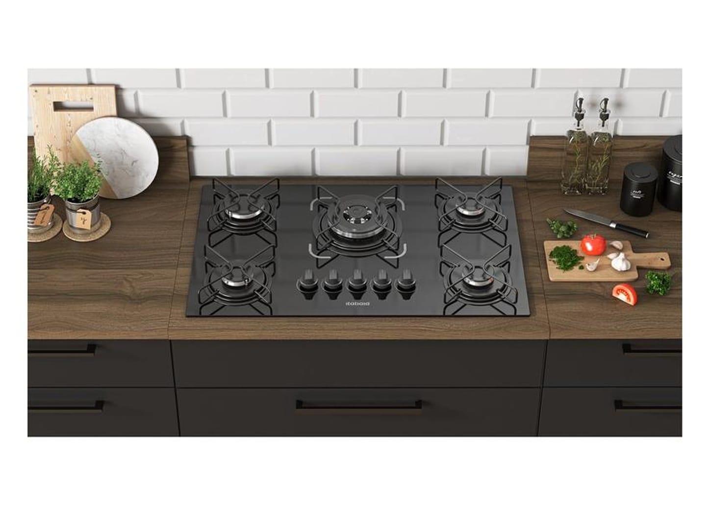 Cooktop 5 Bocas a Gás GLP Itatiaia Preto Essencial