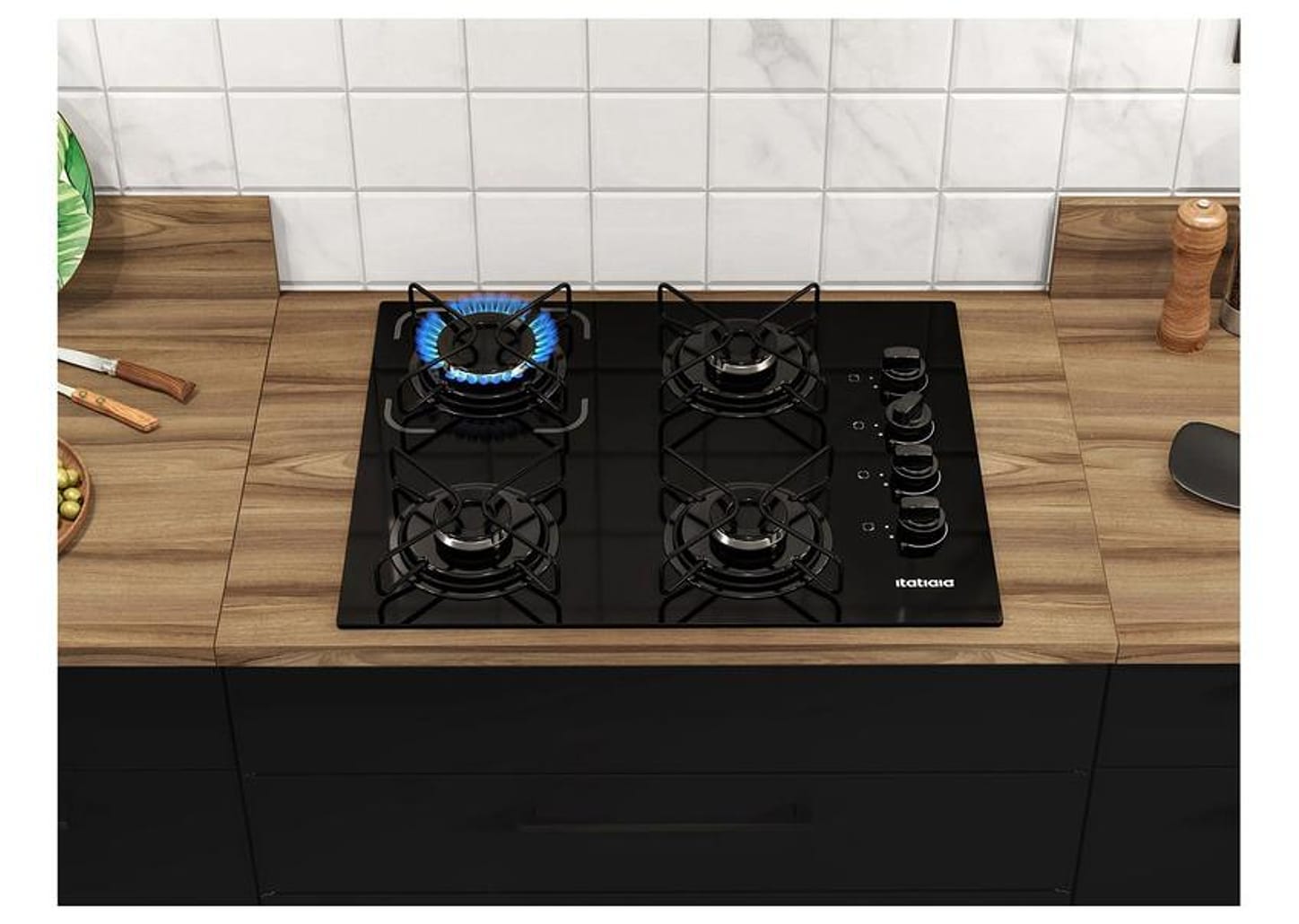 Cooktop 4 Bocas a Gás GLP Itatiaia Preto Essencial