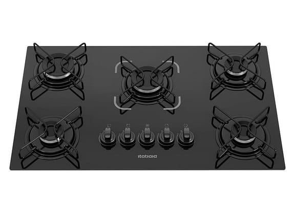 Cooktop 5 Bocas a Gás GLP Itatiaia Preto Essencial