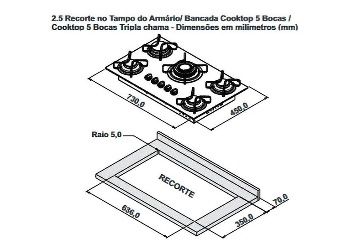 Cooktop 5 Bocas a Gás GLP Itatiaia Preto Essencial